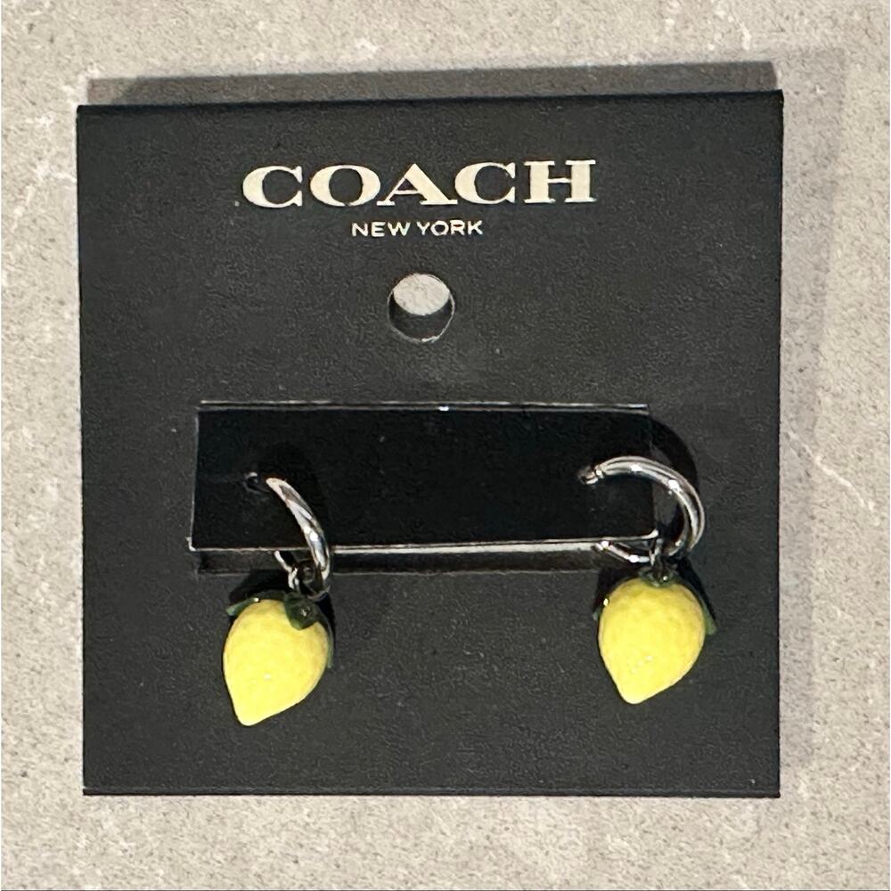 NWT Coach Lemon Huggie Earrings Silver/Yellow sold out online